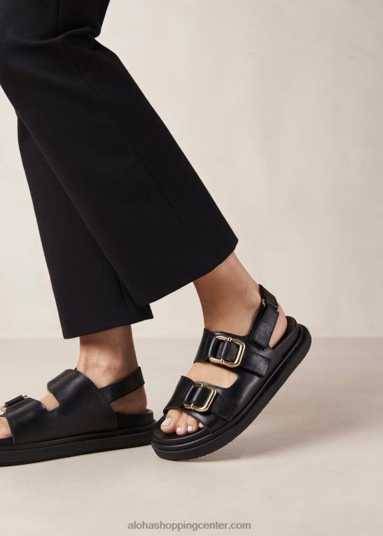 harper - črni usnjeni sandali ženske Alohas 0D4R813