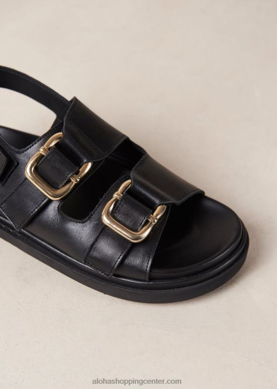 harper - črni usnjeni sandali ženske Alohas 0D4R813