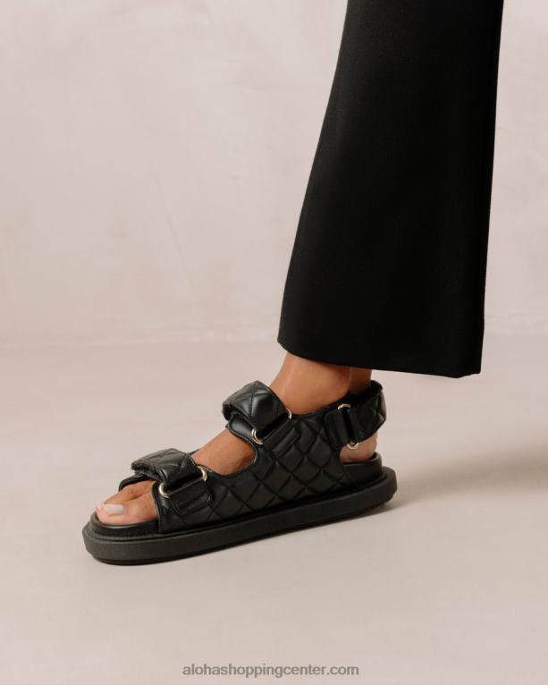 hook-loop – črni usnjeni sandali ženske Alohas 0D4R8235