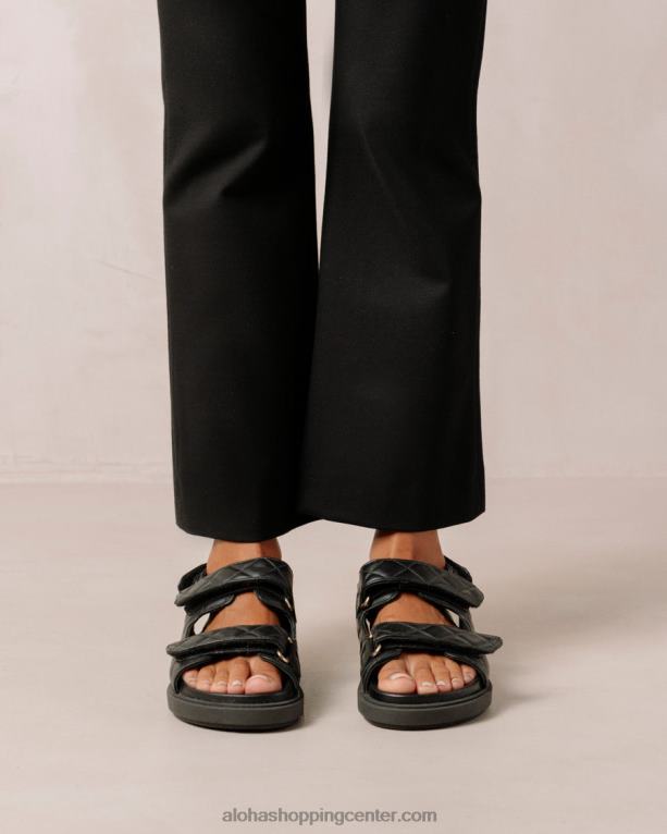 hook-loop – črni usnjeni sandali ženske Alohas 0D4R8235