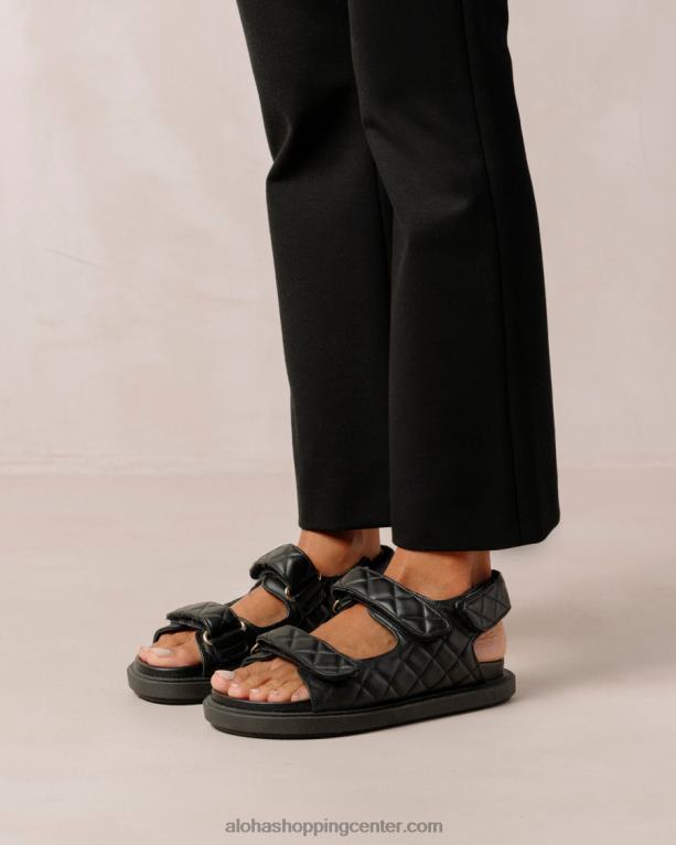 hook-loop – črni usnjeni sandali ženske Alohas 0D4R8235