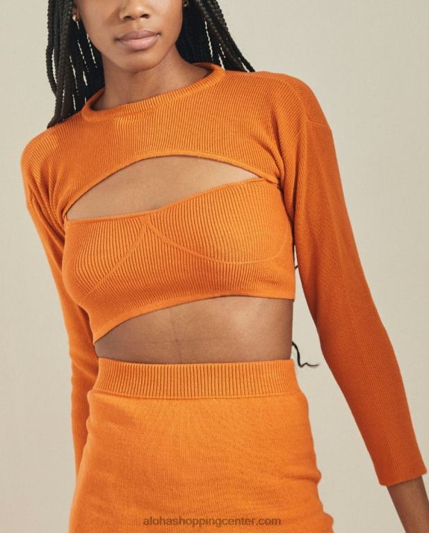 hustle - oranžen pleten top ženske Alohas 0D4R8807