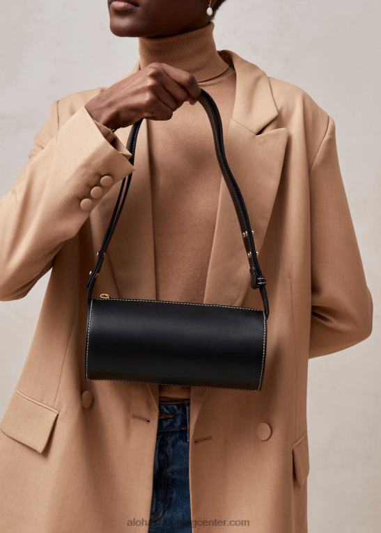 i - črna usnjena torbica ženske Alohas 0D4R81143