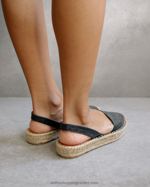 ibize - črne usnjene espadrile ženske Alohas 0D4R8409