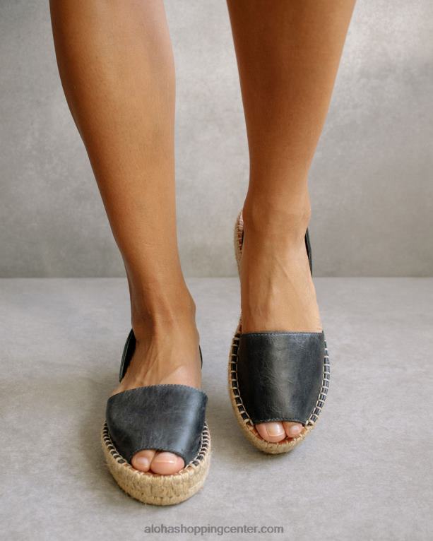 ibize - črne usnjene espadrile ženske Alohas 0D4R8409