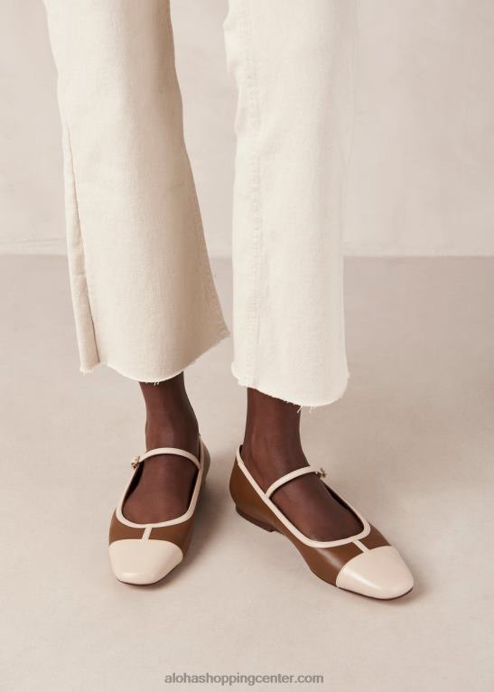 agate - beli in rjavi usnjeni mary jane čevlji ženske Alohas 0D4R8291