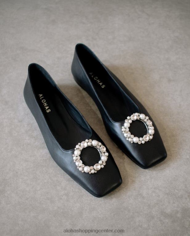 bella crystal - črne usnjene patike ženske Alohas 0D4R8519