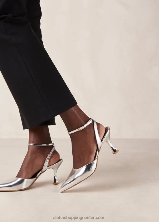 cinderella shimmer - srebrne usnjene copate ženske Alohas 0D4R878