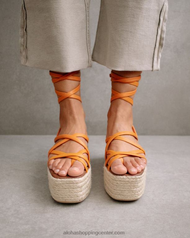 paw-paw - oranžne usnjene espadrile ženske Alohas 0D4R8405