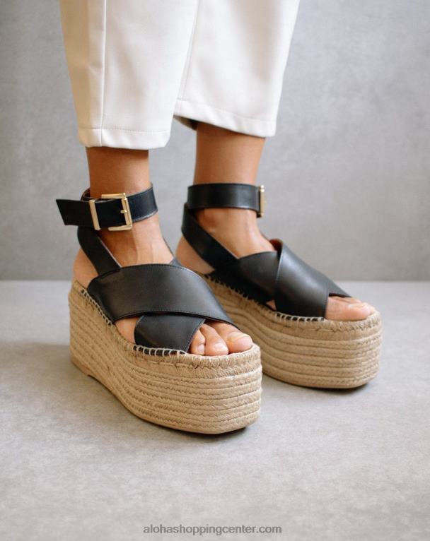 vrba - črne usnjene espadrile ženske Alohas 0D4R8507