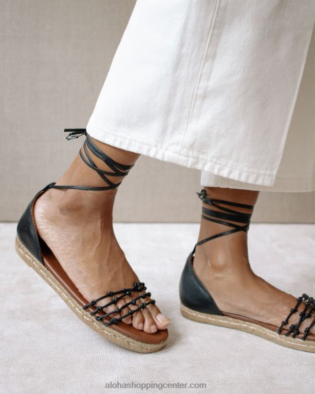 wanderer - črne usnjene espadrile ženske Alohas 0D4R8506