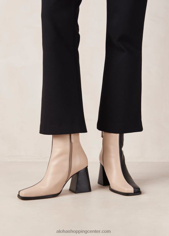 južni dvobarvni - črni in bež usnjeni škornji ženske Alohas 0D4R8144