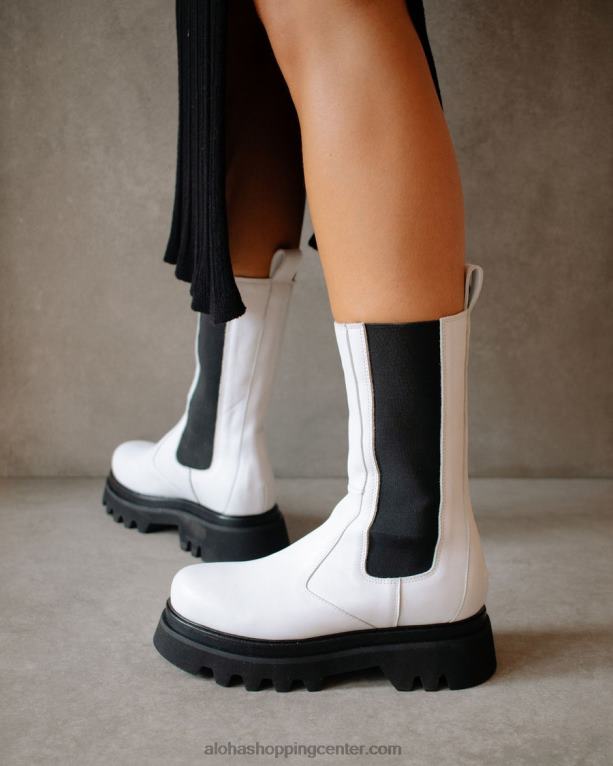 vsestranski - črno-beli usnjeni škornji ženske Alohas 0D4R8357