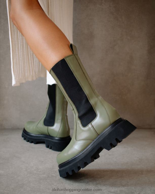 vsestranski - zeleni usnjeni škornji ženske Alohas 0D4R8358