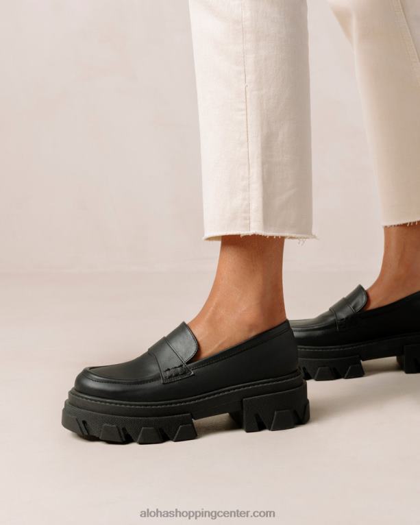 trailblazer corn - črni veganski usnjeni loaferji ženske Alohas 0D4R824