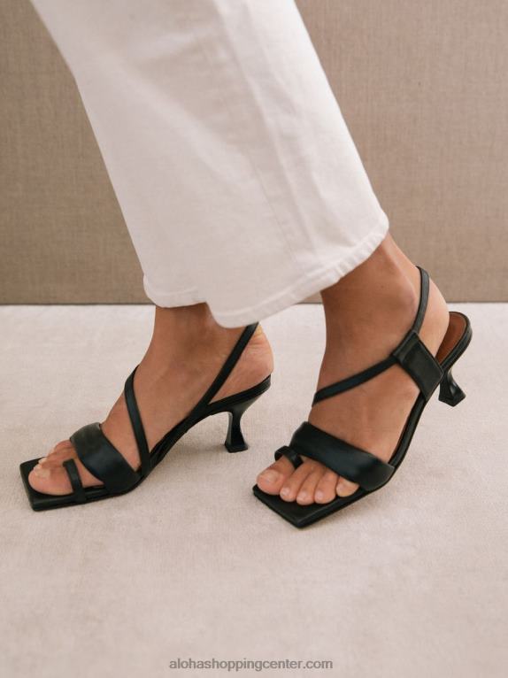 asimetrični trakovi - črni usnjeni sandali ženske Alohas 0D4R8433