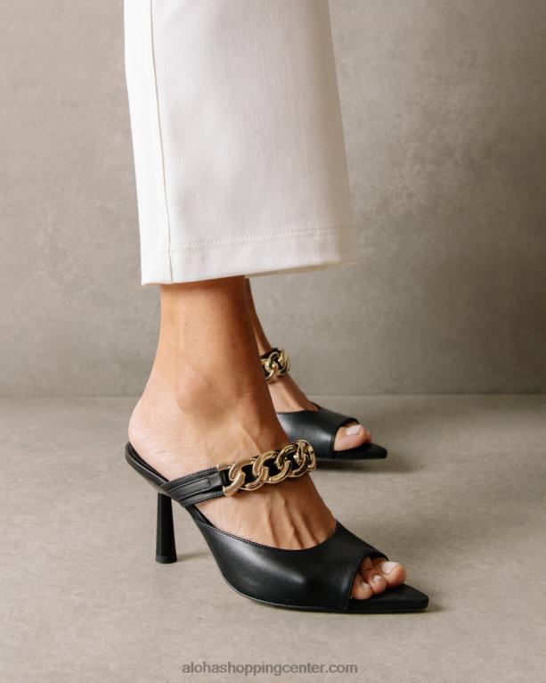 daisy - črne usnjene mule ženske Alohas 0D4R8536