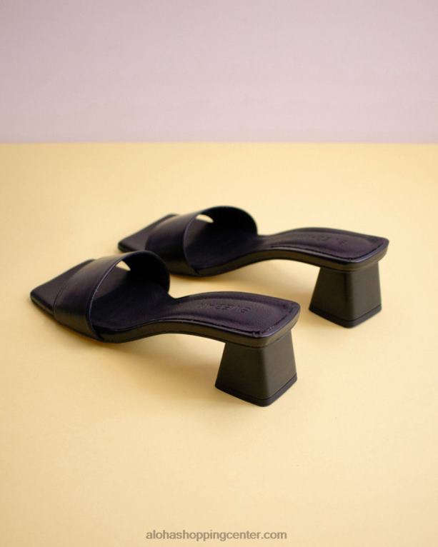 kvadrat - črni veganski usnjeni sandali ženske Alohas 0D4R8365