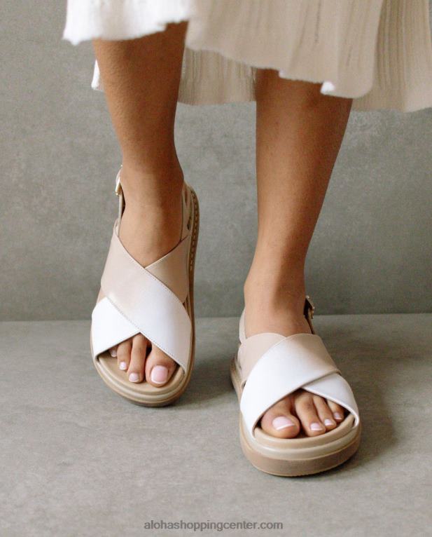 marshmallow degrade - beli in bež usnjeni sandali ženske Alohas 0D4R8129