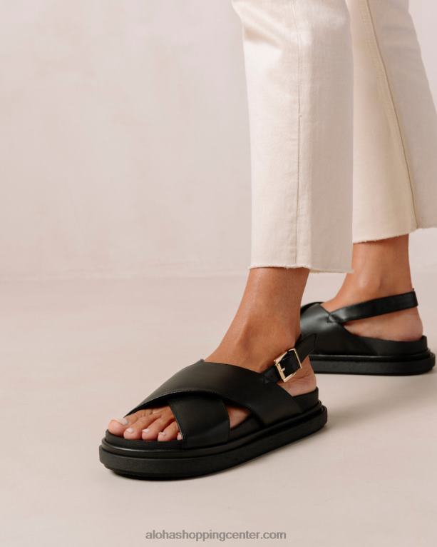 marshmallow - črni veganski usnjeni sandali ženske Alohas 0D4R8120