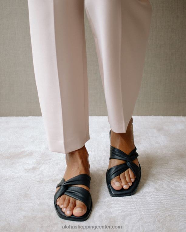 nomad - črni usnjeni sandali ženske Alohas 0D4R8445