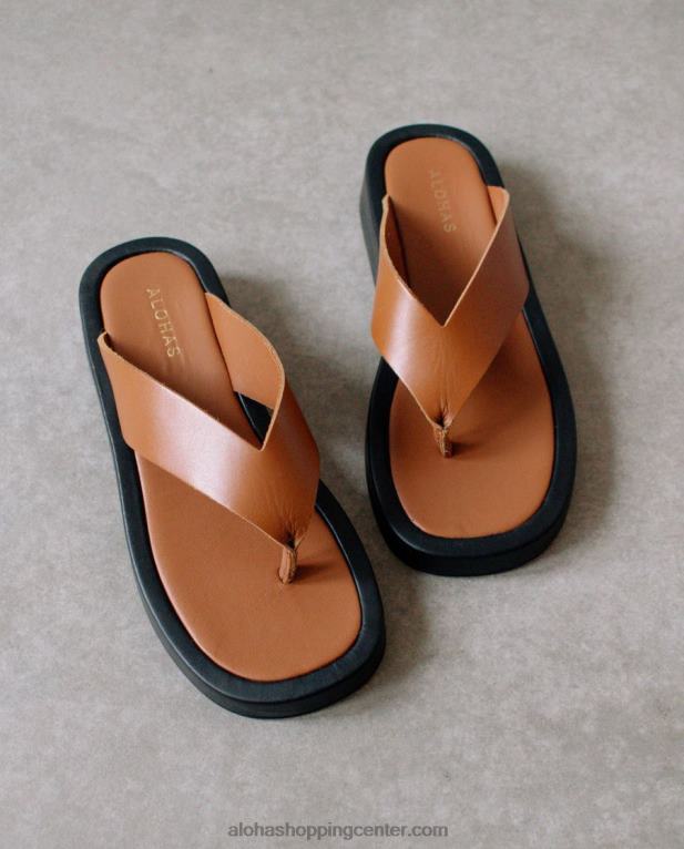 oblačno - rjavi usnjeni sandali ženske Alohas 0D4R8448