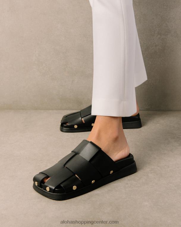 stuart - črne usnjene mule ženske Alohas 0D4R8529