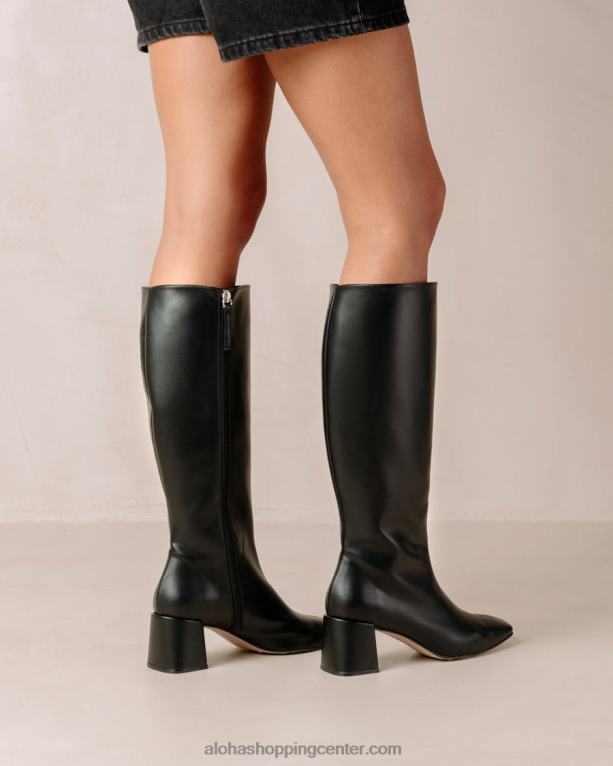 chalk - črni veganski usnjeni škornji ženske Alohas 0D4R8111