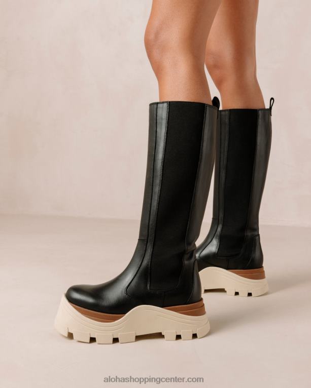 roxie marcona - črni usnjeni škornji ženske Alohas 0D4R8551