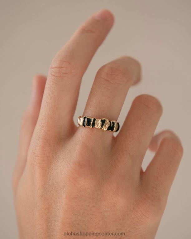 zamišljen - zlat in črn prstan ženske Alohas 0D4R81079