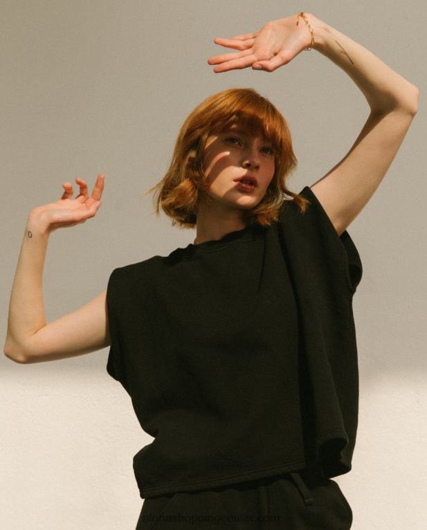 corretto - črn bombažni top ženske Alohas 0D4R8767