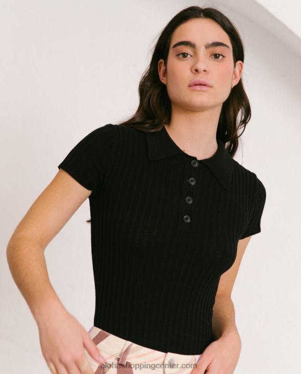 mehak retro - črn pleten top ženske Alohas 0D4R8869