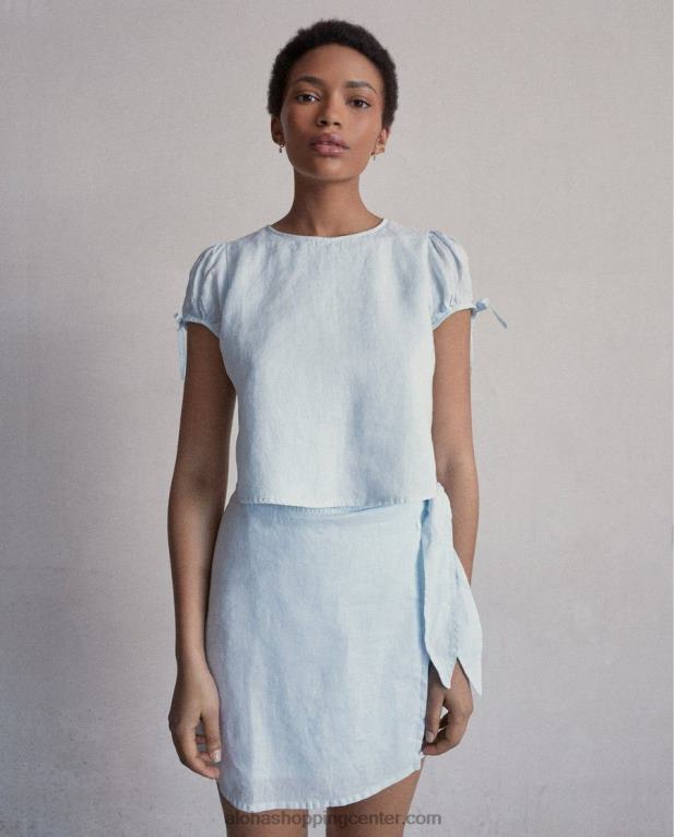 sanjska dežela - modra lanena majica ženske Alohas 0D4R8950