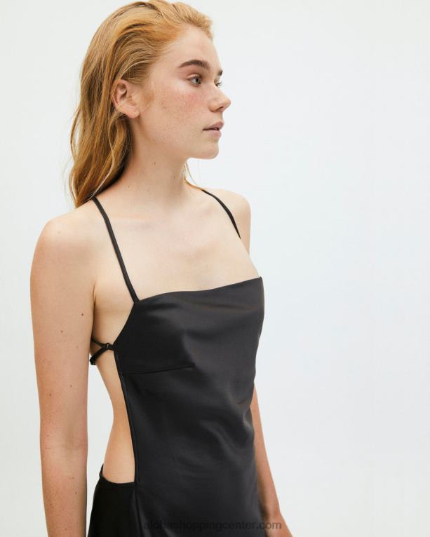 fuzzy - črna satenasta obleka ženske Alohas 0D4R8959