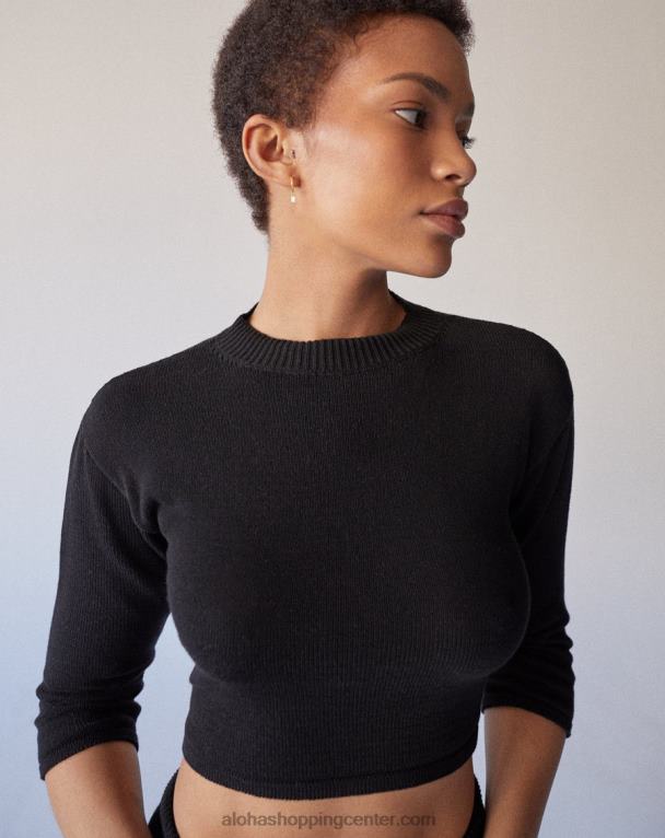 sproščeno - črn pulover ženske Alohas 0D4R8901