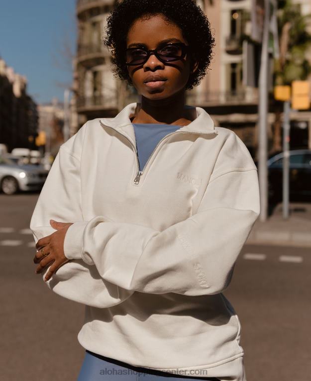 zip-up - bel bombažni pulover ženske Alohas 0D4R8985