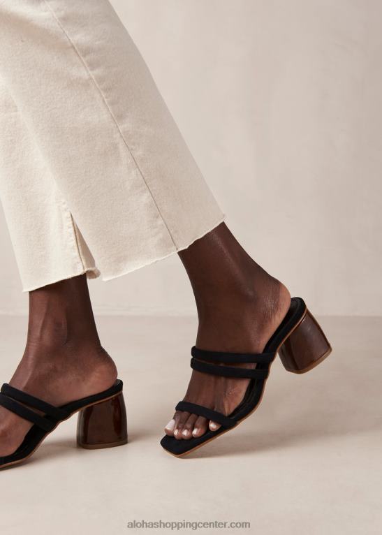 indiana - črni semišni sandali ženske Alohas 0D4R8186