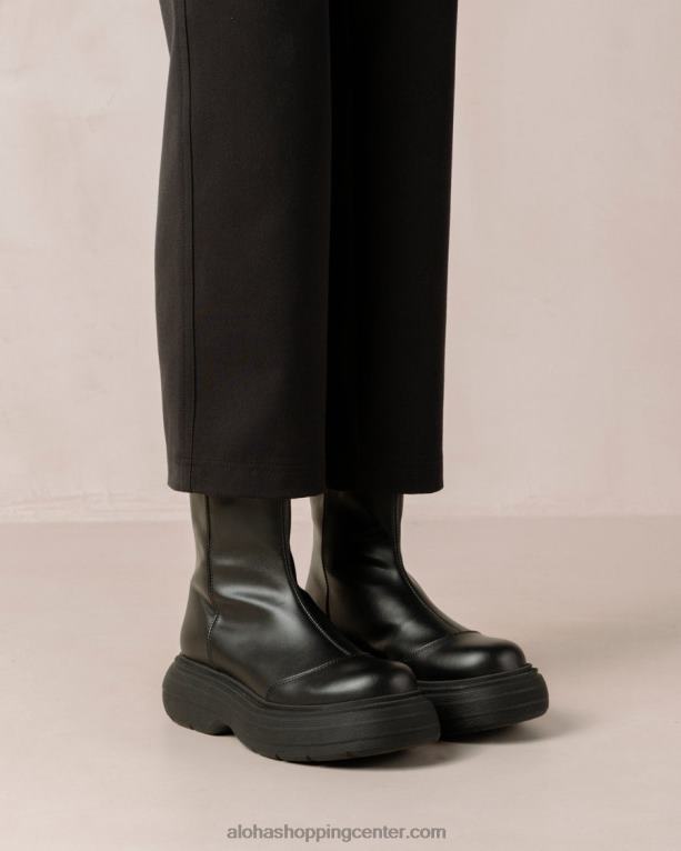 ink - črni veganski usnjeni škornji ženske Alohas 0D4R8271