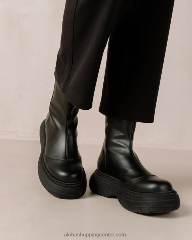 ink - črni veganski usnjeni škornji ženske Alohas 0D4R8271