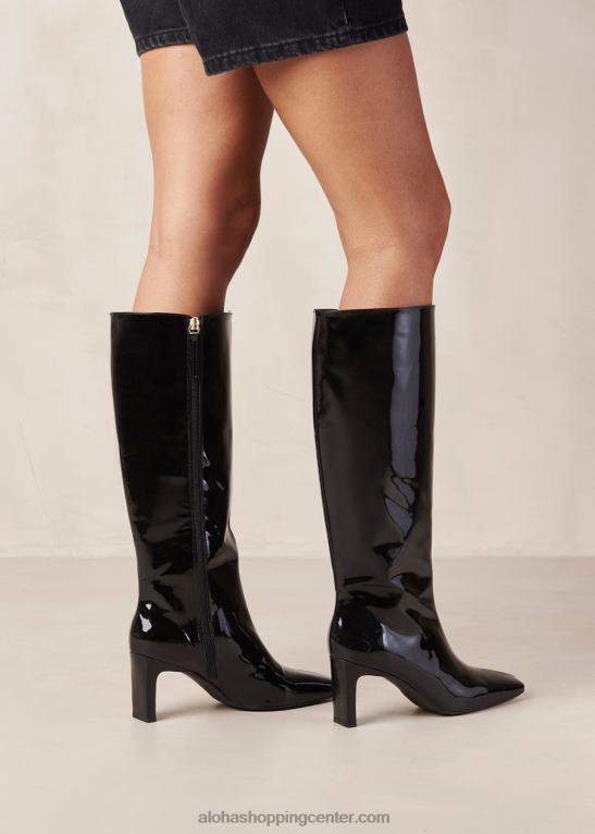 isobel onix - črni lakasti škornji ženske Alohas 0D4R8273