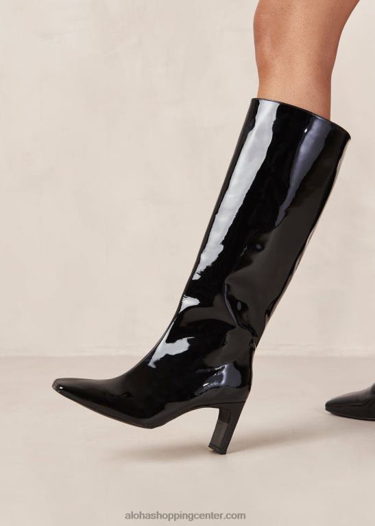 isobel onix - črni lakasti škornji ženske Alohas 0D4R8273