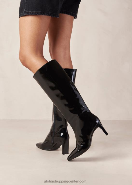 isobel onix - črni lakasti škornji ženske Alohas 0D4R8273