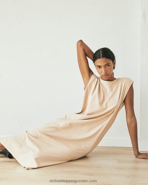 izgubljena - bež bombažna obleka ženske Alohas 0D4R8912