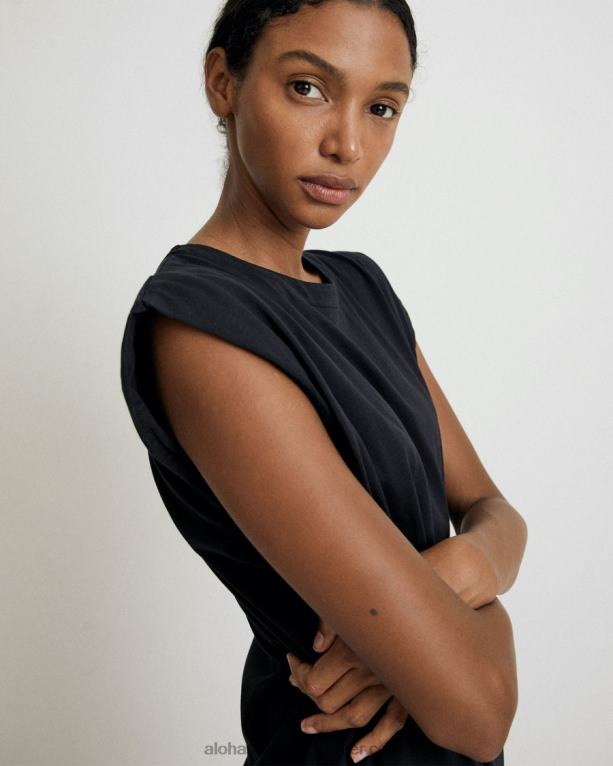 izgubljena - črna bombažna obleka ženske Alohas 0D4R8911