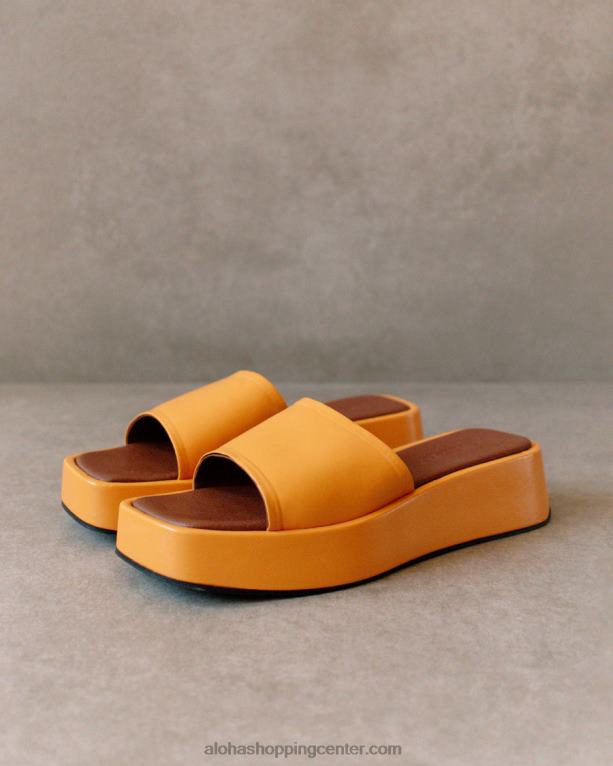 janice - oranžni veganski usnjeni sandali ženske Alohas 0D4R8403