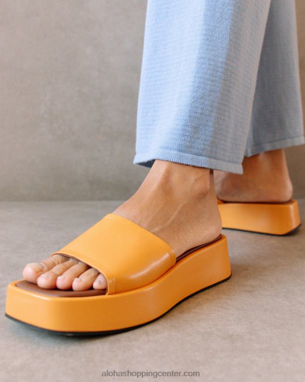 janice - oranžni veganski usnjeni sandali ženske Alohas 0D4R8403