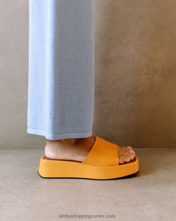 janice - oranžni veganski usnjeni sandali ženske Alohas 0D4R8403