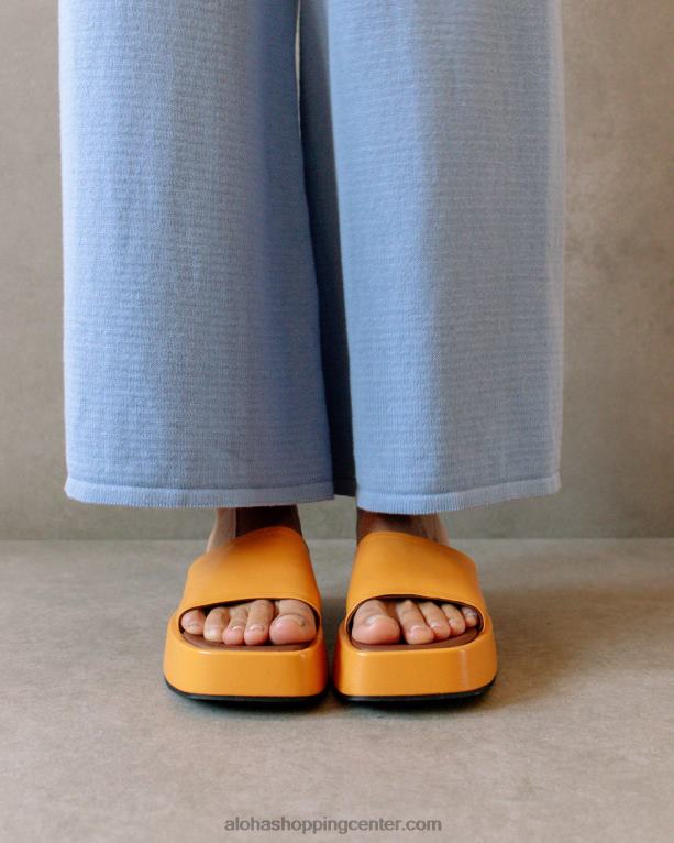 janice - oranžni veganski usnjeni sandali ženske Alohas 0D4R8403