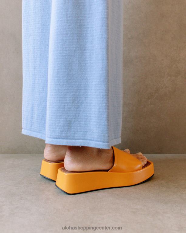 janice - oranžni veganski usnjeni sandali ženske Alohas 0D4R8403