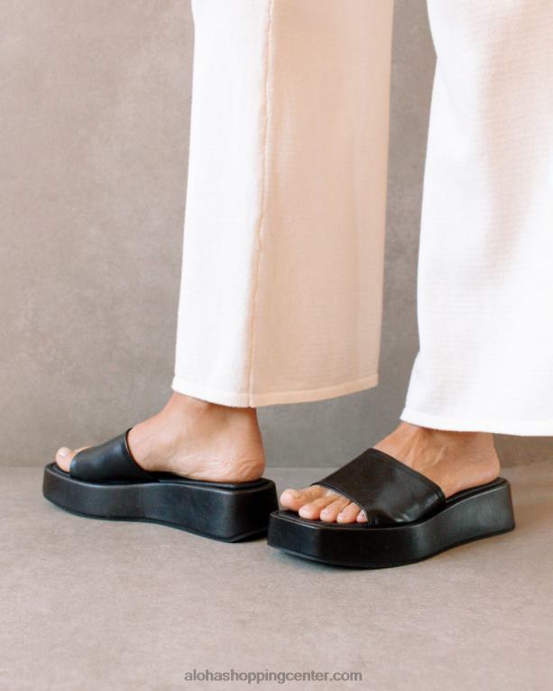 janice - črni veganski usnjeni sandali ženske Alohas 0D4R8404